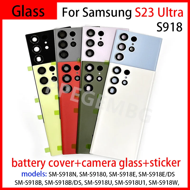Заднее стекло S23Ultra Замена для Samsung Galaxy S23 Ultra S23U S918 Крышка батарейного отсека