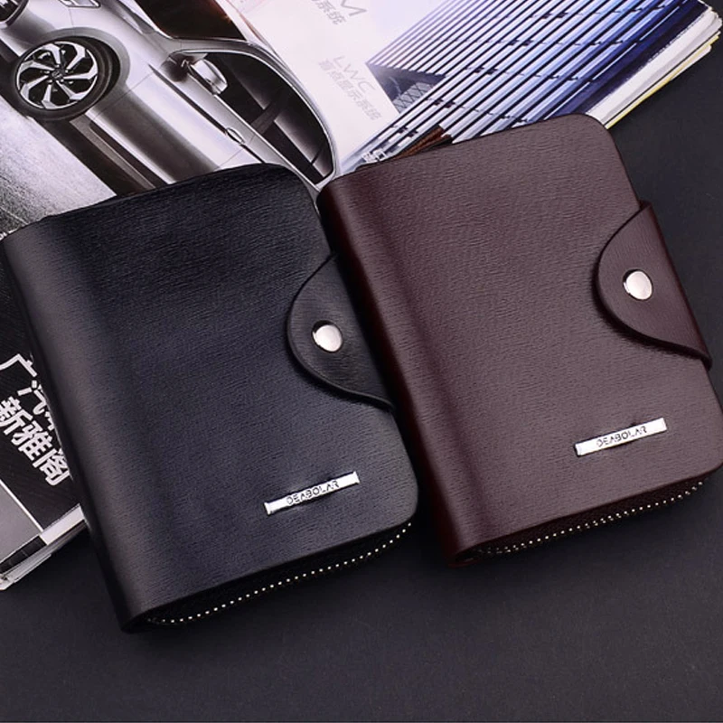 

Men's Wallet PU Leather Zipper Wallet New Design Coin Purse Wallet Fashion Smooth Soft Leather Multifunctional WalletCard Holder