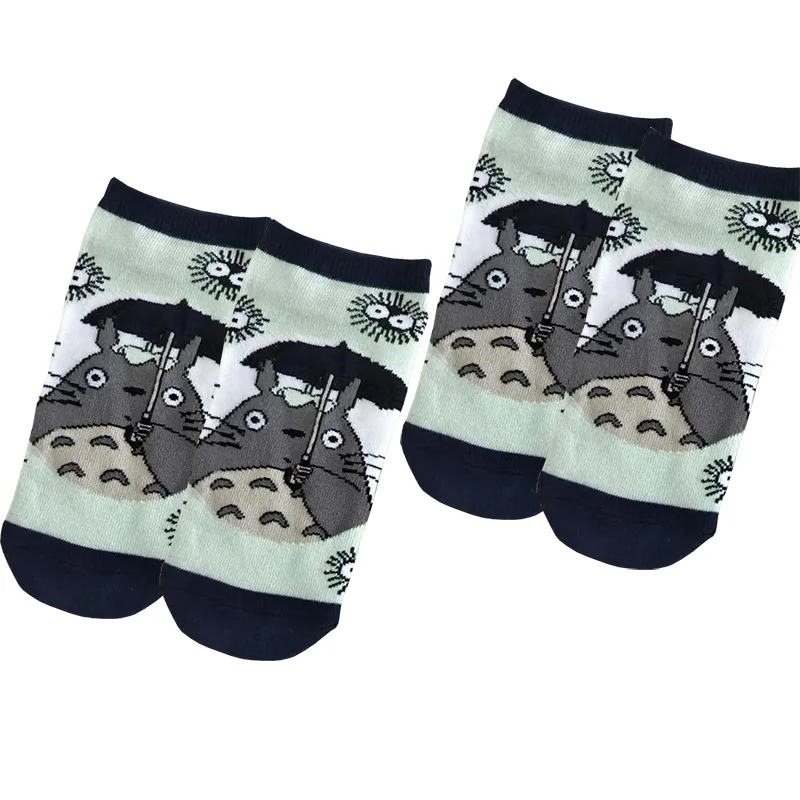 

2Pairs Totoro Sock No face Man Socks Anime Hayao Miyazaki Cartoon Figures Printed Korean Socken Creative Fairydust Cotton Sock
