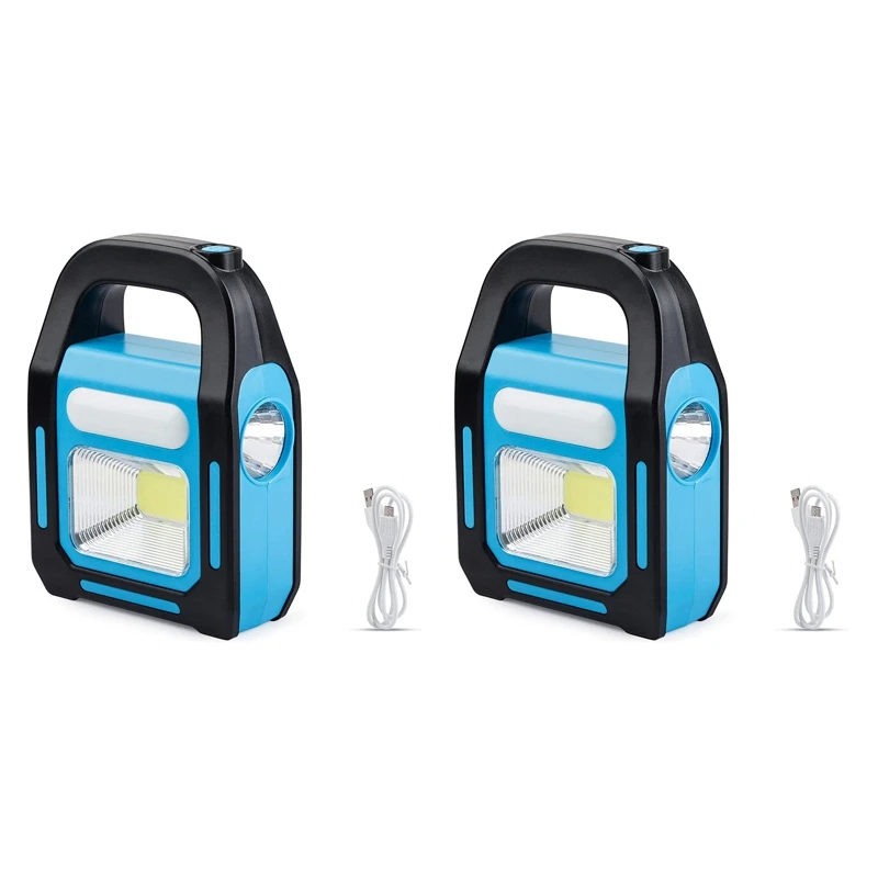 

Hot 2X 3 In 1 Solar USB Rechargeable COB LED Camping Lantern, Charging For Device, Waterproof Emergency Flashlight LED Light