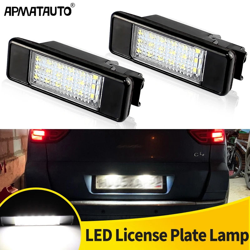 

2x для Peugeot 106 1007 207CC 307 308 3008 406 508 607 Светодиодная лампа освещения номерного знака Canbus для Citroën C2 C3 C5 C5 C6 C8