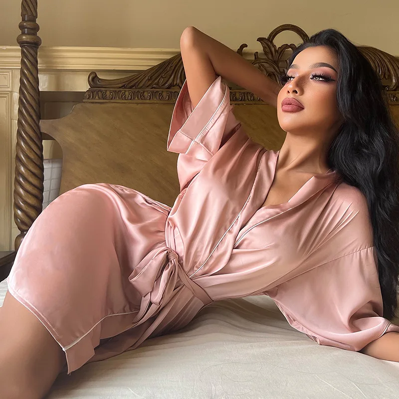 

Женская атласная шелковая ночная рубашка Cherry Blossom Pink