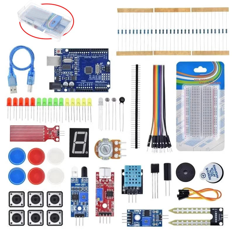 Базовый стартовый комплект для Arduino Uno Set R3 DIY Kit — плата/макет + розничная коробка
