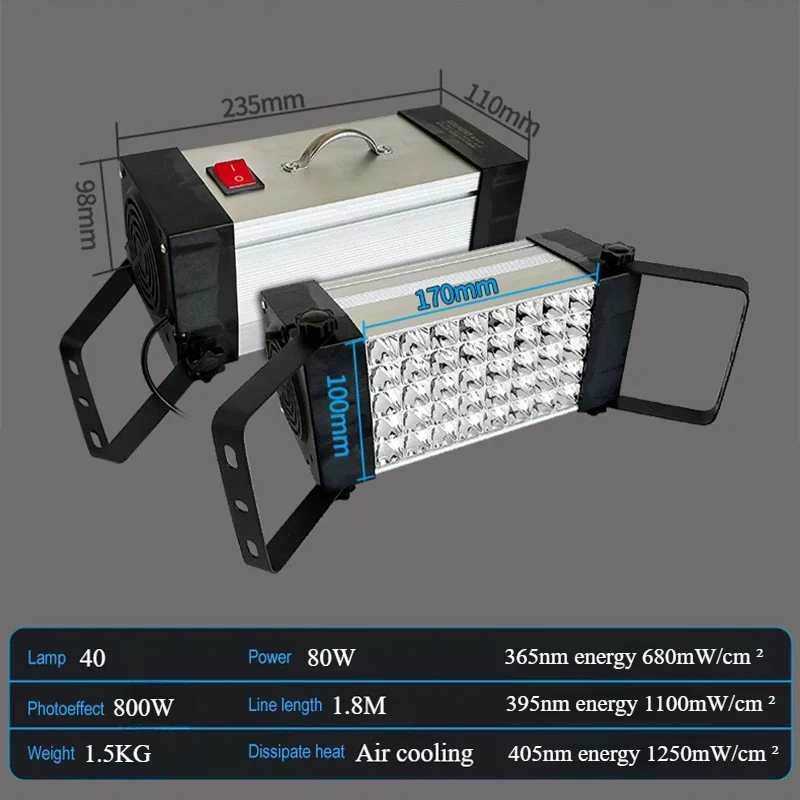 

УФ-лампа 700 Вт 800 Вт 365/395/405 нм