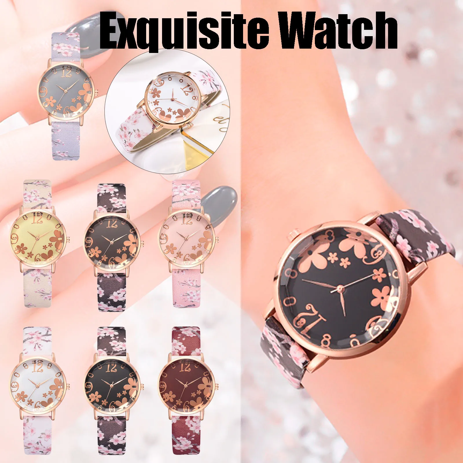 

American Ladies Trend And European Quartz Printing Watch Fashion Women's Watch Stainless Watch Band Green Face Watch