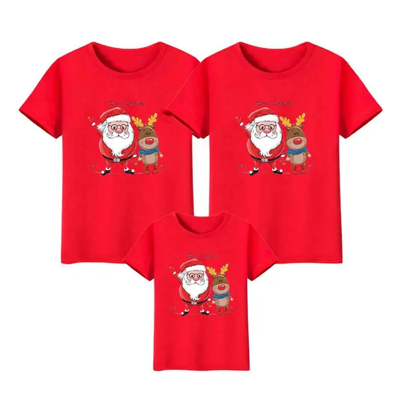 

2022 Family Christmas Shirts Cotton Family Matching Outfits Dad Mom Kids Tshirts Baby Rompers Matching Pajamas Xmas Clothes Gift