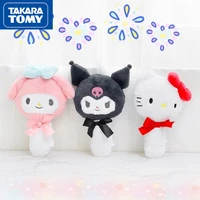 takara tomy cute cartoon hello kitty plush handle mirror girl heart cartoon creative makeup mirror childrens toys