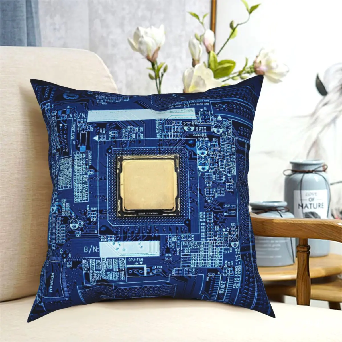 

Motherboard CPU Square Pillowcase Polyester Pattern Zip Decorative for Sofa Cushion Cover