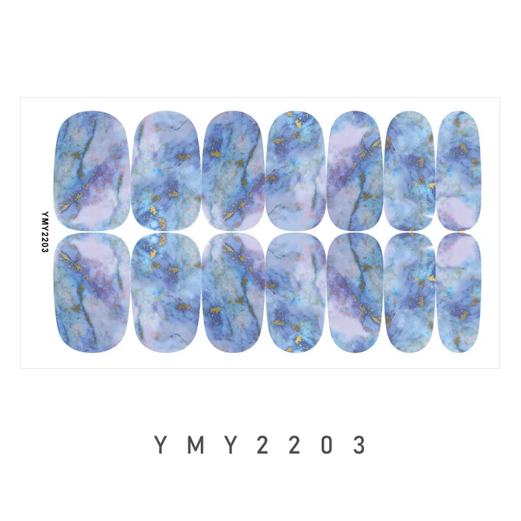 

14tips Marble Glitter Design Nail Art Stickers Paper Adhesive Slider Watercolor Manicure Full Cover Wraps Patch Decoration