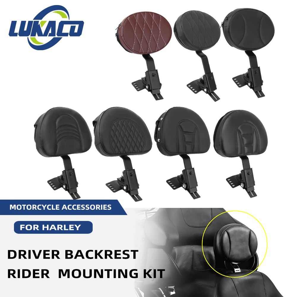 

For Harley Touring Electra Road Street Glide Road King 1997-2022 Motorcycle Plug-in Front Driver Rider Backrest Kit Adjustable
