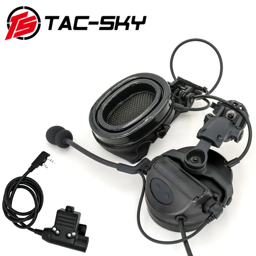 TAC-SKY Outdoor Hunting Noise Reduction Pickup Hearing Protection  COMTAC II Helmet ARC Track Bracket Version Tactical Headset