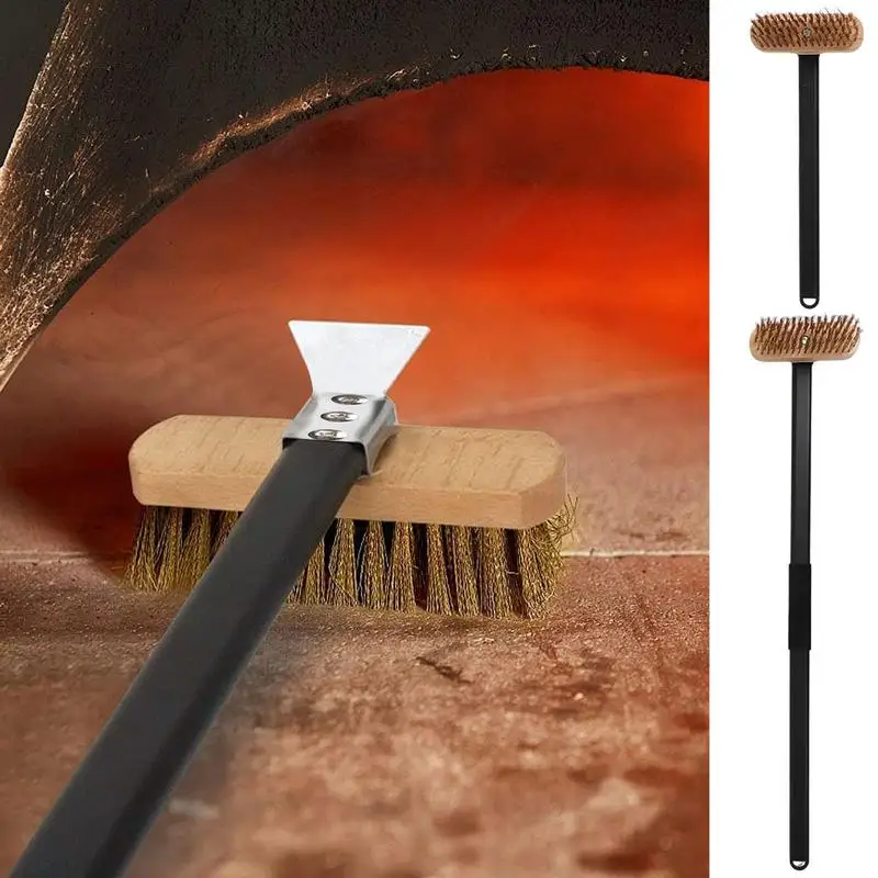 

Pizza Oven Brush With Scraper Barbecue Grill Cleaning Tool With Non Scratch Heat Proof Brass Bristles For Pizza Oven Accessories