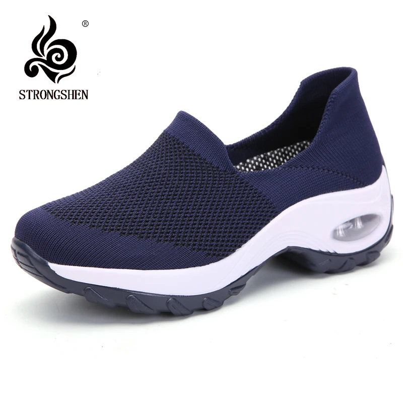 STRONGSHEN Women Flat Platform Shoes Woman Breathable Mesh Casual Shoes Moccasin Zapatos Mujer Ladies Boat Shoes