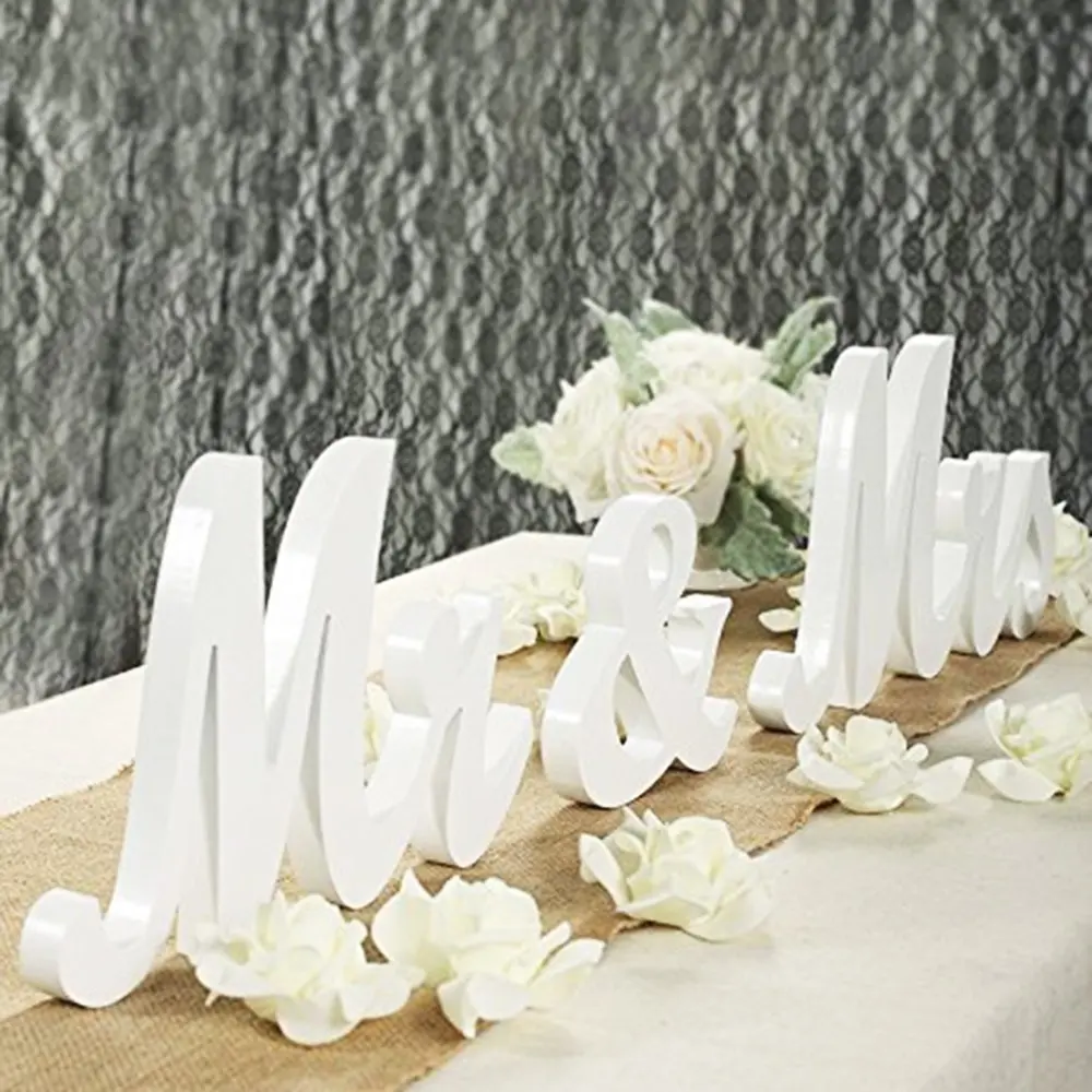 

White Mr & Mrs Signs Large Wooden Letters for Wedding Sweetheart Table, Rustic Wedding Centerpiece, Photo Props Decoration