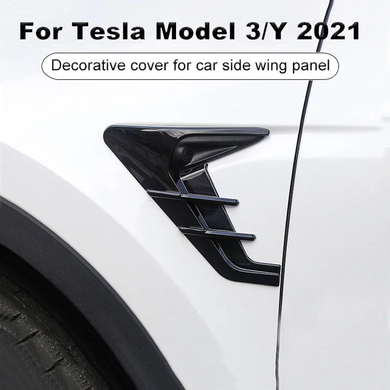 

2 шт., декоративная панель бокового крыла автомобиля Tesla Model 3/Y 2021 (черное/углеродное волокно)