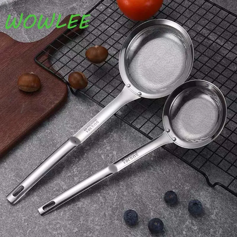 

Multi Functional Stainless Steel Filter Spoon Kitchen Fine Mesh Wire Oil Skimmer Strainer Fried Food Net Flour Colanders Gadgets