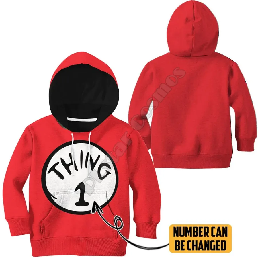 

Thing 1 Custom Number Halloween Cosplay 3d printed Hoodies kids Pullover Sweatshirt Tracksuit jacket t shirts boy Girl