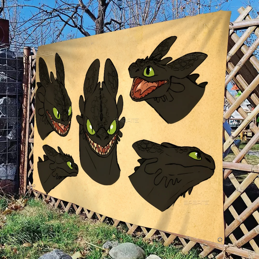 H-How T-To T-Train T-Your D-Dragon Printed Large Flag Art Science Fiction Room Home Decor Banner