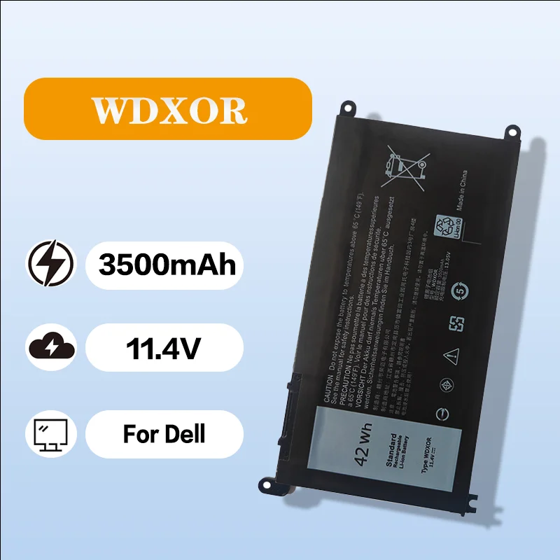 Фото Сменный аккумулятор 11,4 В, 42 Втч/3680 мАч для Dell WDXOR Inspiron 15-5565 5567 7368 7460 7560 7572 №1