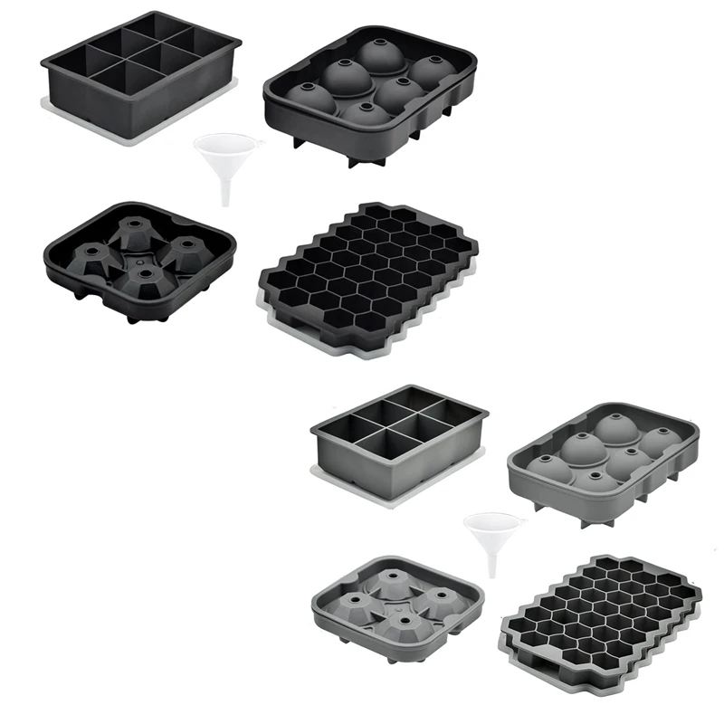 

Hot YO-Silicone Ice Square Tray With Lid, 4 Pcs Combined Ice Square Tray, Easy To Release, Ice Square Tray,For Whisky