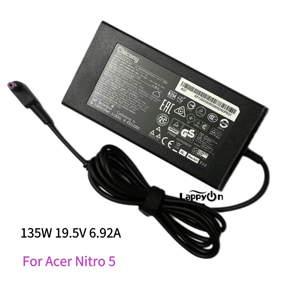

Chicony 19.5V 6.92A Laptop Adapter for Acer Nitro 5 AN515-44 Series AN515-52 Notebook Power Charger