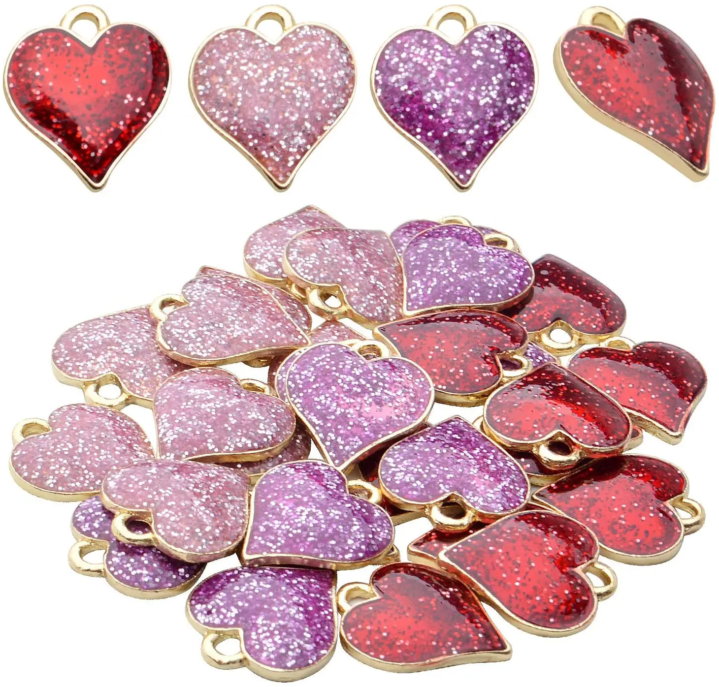 

30pcs Heart Shaped Charm Alloy Enamel Heart Charms Mini Heart Pendants Jewelry Pendant Charms with A Box for DIY Jewelry Making