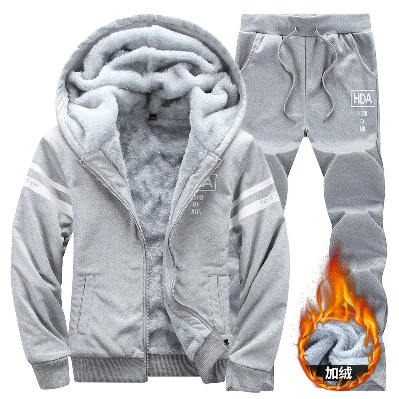 

Men Winter Sets 8XL Tracksuits Hoodies Casual Hooded Warm Sweatshirts Thicker Flce Jackets Pants 2 P Men Moleton Masculino