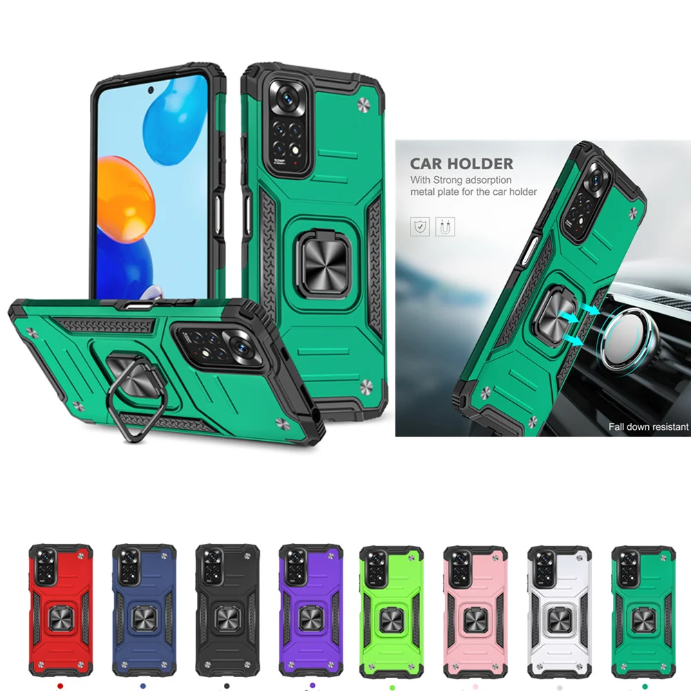 

For Xiaomi Redmi Note 11 Global Version Case Shockproof Armor Ring Cover Redmi Note 11 Pro Plus 11S 10 10S 9 9s Redmi 10 9 9C 8A