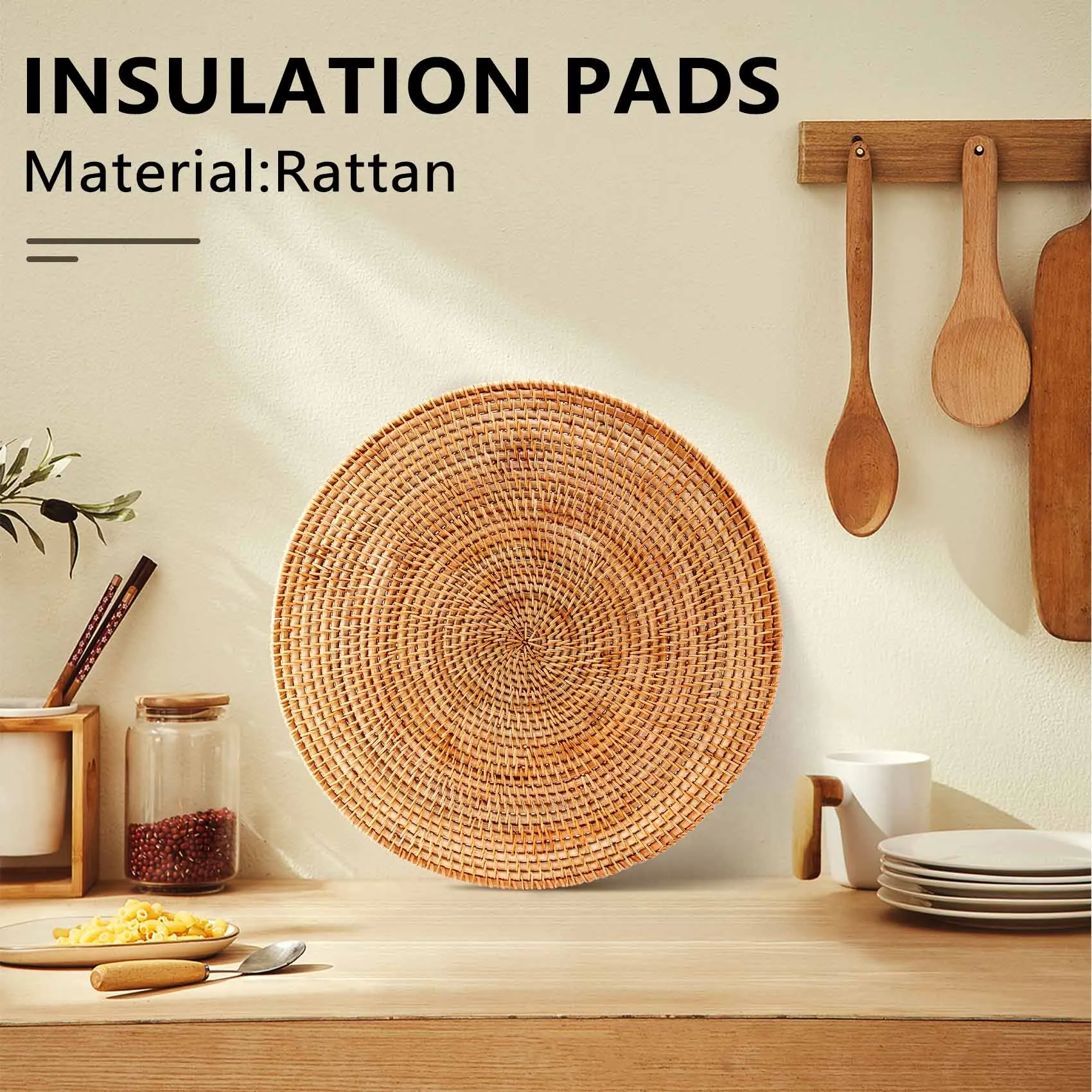 Тканые салфетки из ротанга круглые коврики для стола нескользящий термостойкий