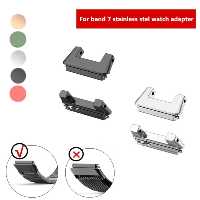 

2PC Watch Strap Connector Adapters Replacement Metal Link Attachment Compatible with Huawei Band 7 Bracelet Accessory