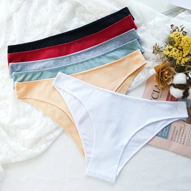 

3 шт., женские хлопковые трусы с заниженной талией
