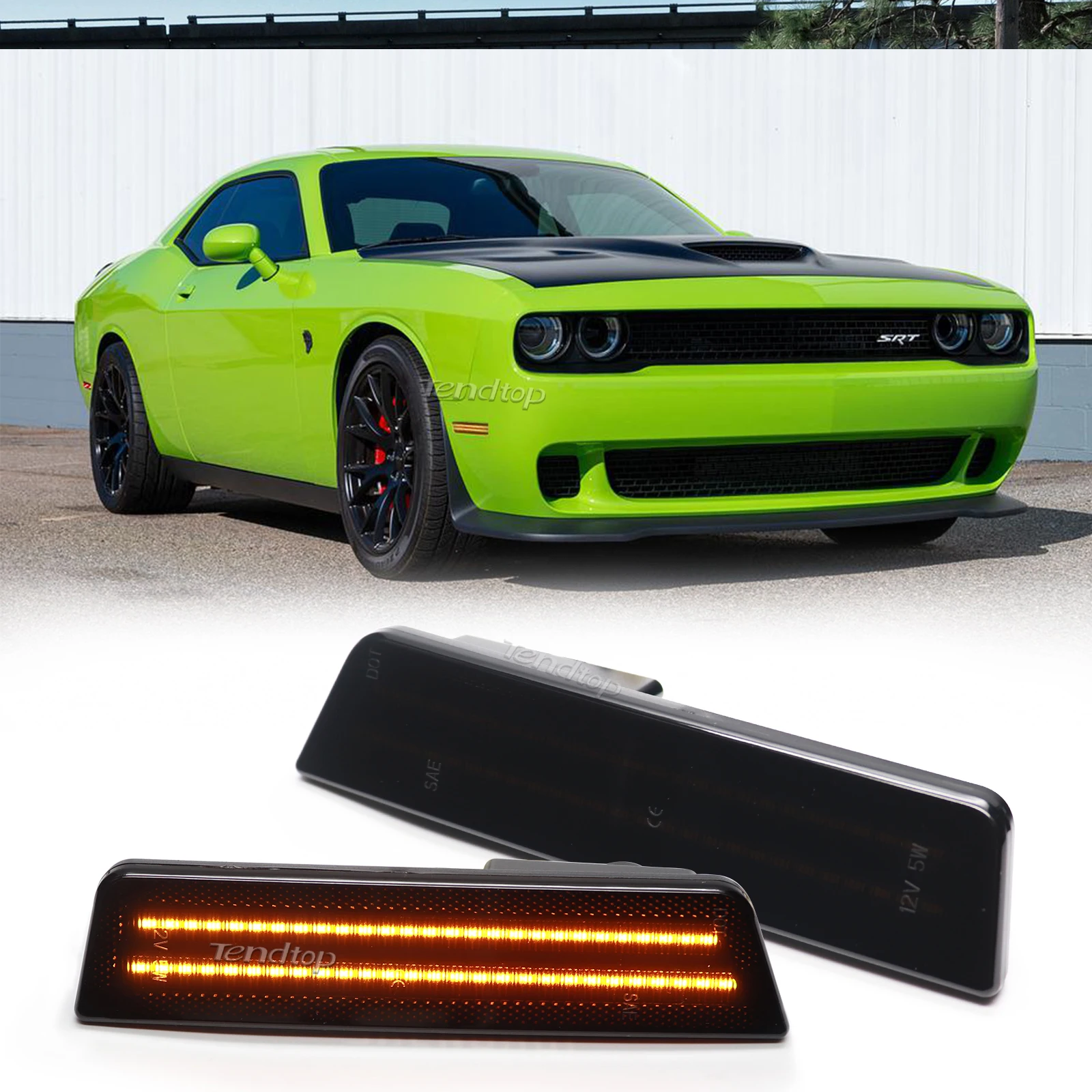 Car LED Side Marker Light Lamp For For Dodge Charger 2011-2014 Challenger 2008-2014 Front+Rear Amber Led Lights OEM Replacement