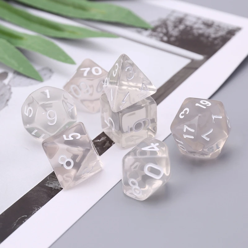 

Set Of 7 Sided Polyhedral Dice For RPG DND D&D D4-D20 Clear Drop Shipping