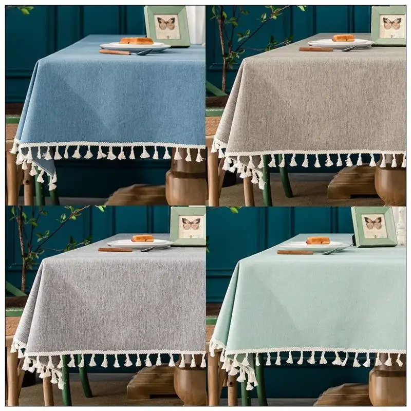 

Cotton and linen cloth waterproof and oil disposable tea table is a rectangle_Jes3078