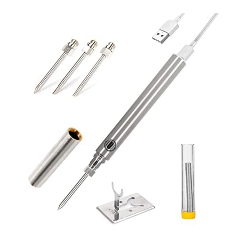 

5V 15W Cordless Portable USB Soldering Iron With 3 Tips Wireless 1100Mah Battery Powered, Electronic Soldering Tool Pen
