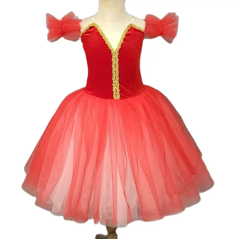 

Фланелевая длинная газовая юбка, балетная юбка, детская одежда для тренировок, детская балетная юбка, детская одежда для выступлений