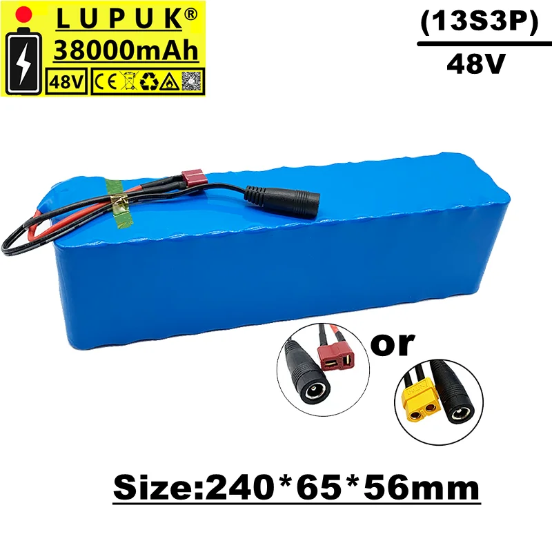 

Литиевая батарея 48 В, 13s3p 1000 Вт, 18650,38Ah, для электрических велосипедов 54,6 в, с BMS, сверхпрочная