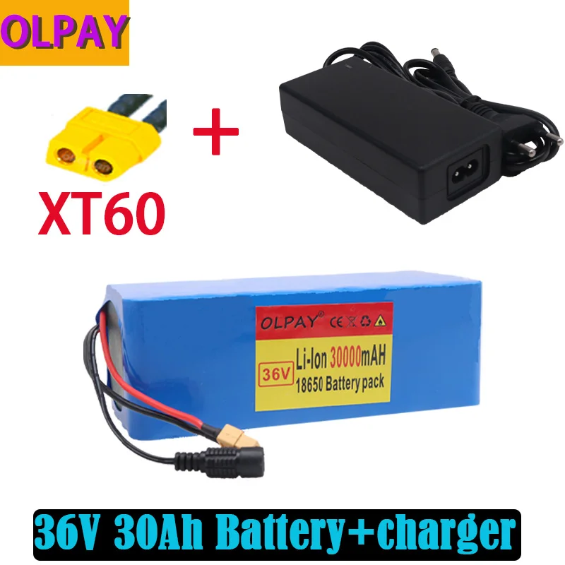 

2023 New 36V 10s4p 30Ah 1000W Large Capacity 18650 Lithium Battery Pack Electric Bicycle Scooter with DC XT60 plug + Charger