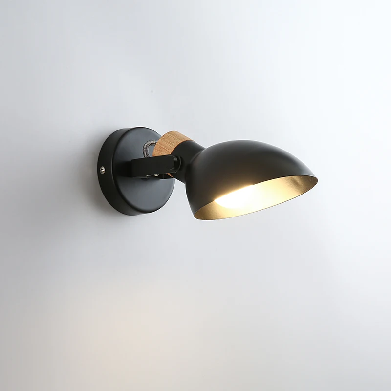 

Simple wrought iron wall lamp bedroom E27 lamp head bedside reading lamp post-modern hotel guest room lamp