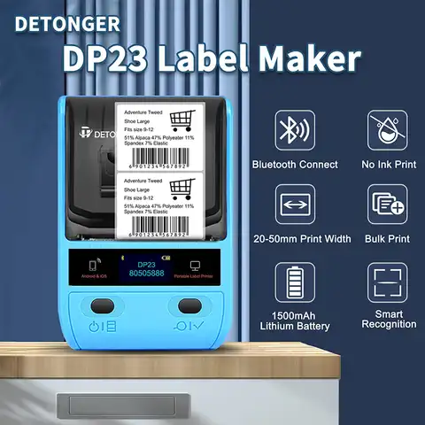 DETONG DP23 58 мм принтер для наклеек бесплатно один рулон стикера портативный изготовитель этикеток поставляется с программным обеспечением Ка...
