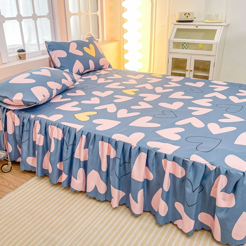 3 шт. Комплект постельного белья с оборками принтом
