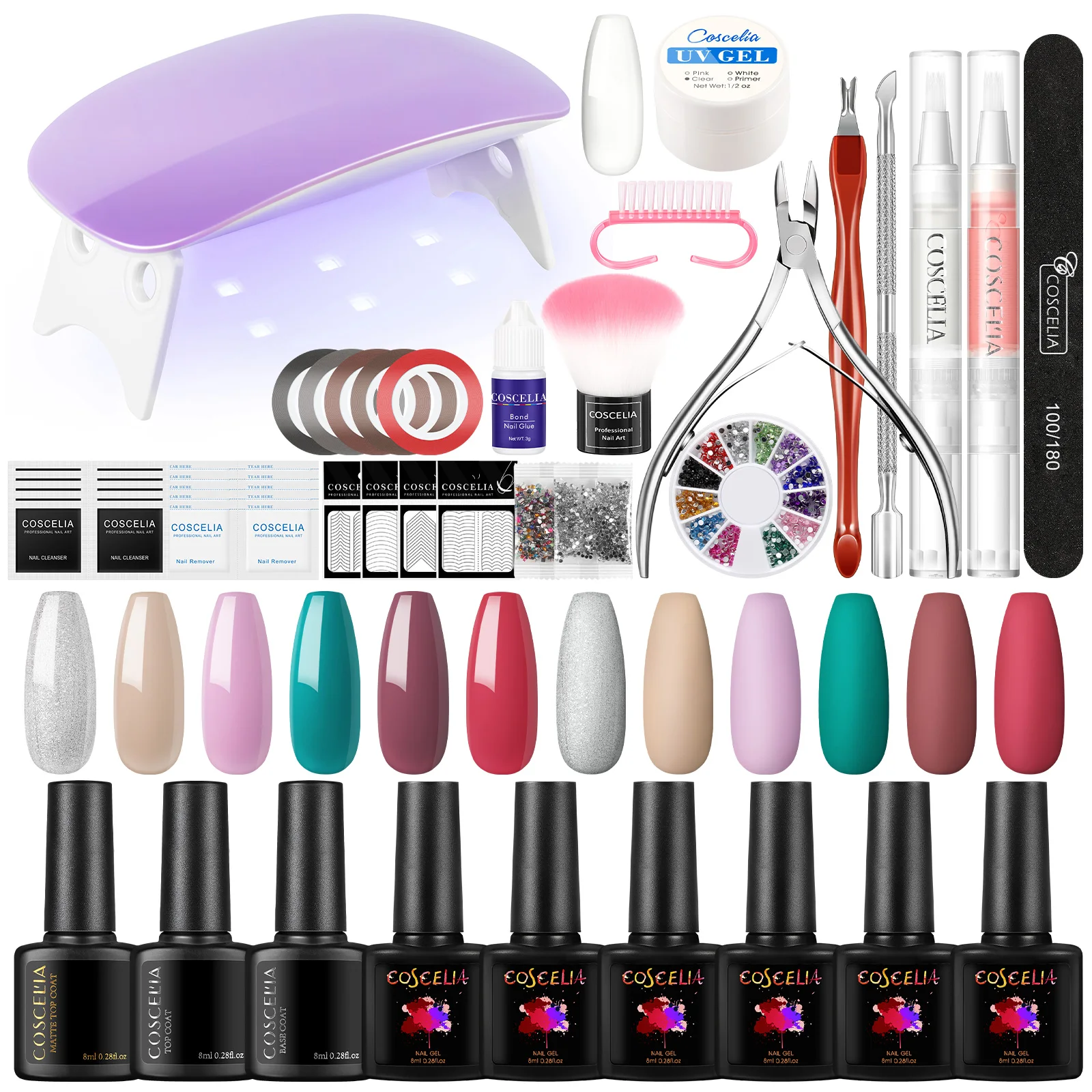 

Гель-лак для ногтей Полный комплект с полуперманентным лаком стандартная база верхняя УФ светодиодная лампа Гель-лак