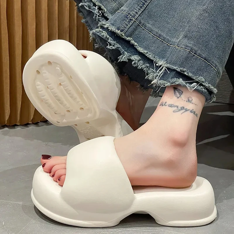 

Comwarm 2023 Fashion Women's Heels Sandals Summer Outdoor Thick Bottom Beach Slippers Female Indoor Anti Slip EVA Platform Shoes