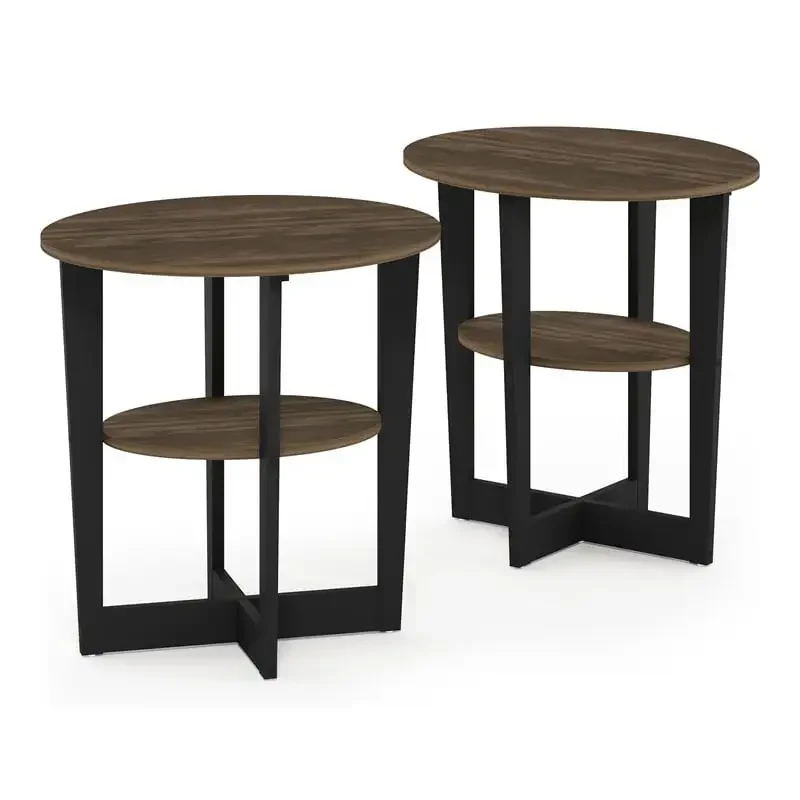 

Luxurious Columbia Walnut/Black Set of Two Oval End Tables - Perfect Piece for Any Room!