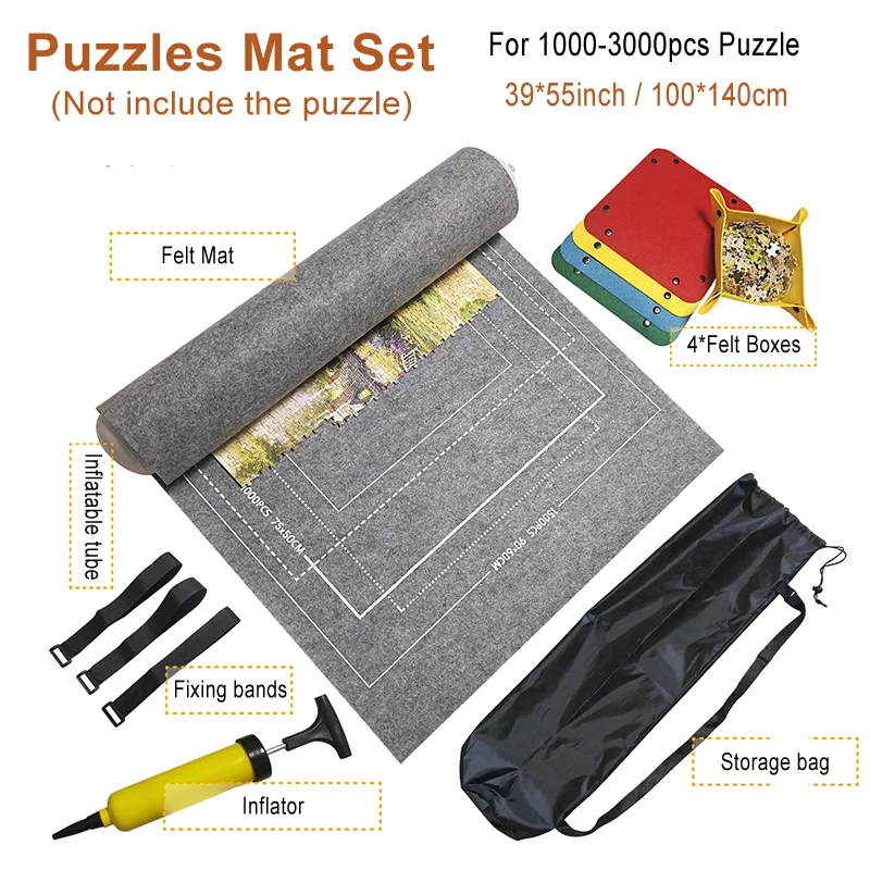 

Puzzles Mat Jigsaw Set Felt Play Mat Portable Children's Home Travel Storage Roll Bag For 1500/2000/3000 Pcs Puzzle Accessories