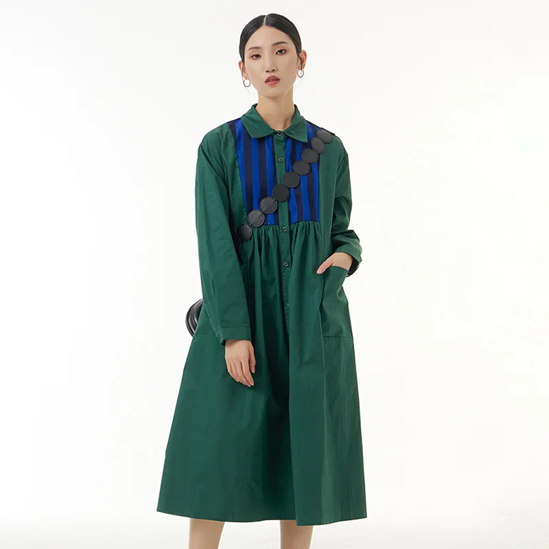 

SuperAen 2022 осеннее Новое Женское платье большого размера оригинальное платье Свободное длинное платье в полоску