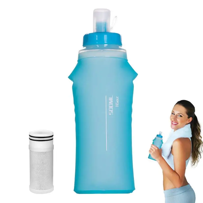 

Складная бутылка для воды, портативная дорожная бутылка для воды, бутылка с фильтром для воды, для походов, велоспорта, рыбалки