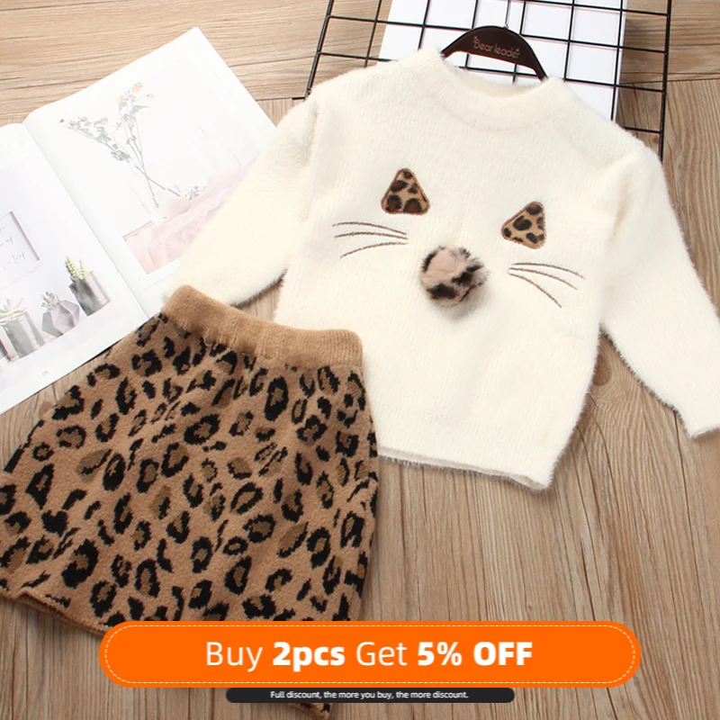 Girls Dress 2022 New Princess Dresses Autumn Winter Christmas Sweater and A-Line Dress for Girl Kid Dress Cute Children Clothing