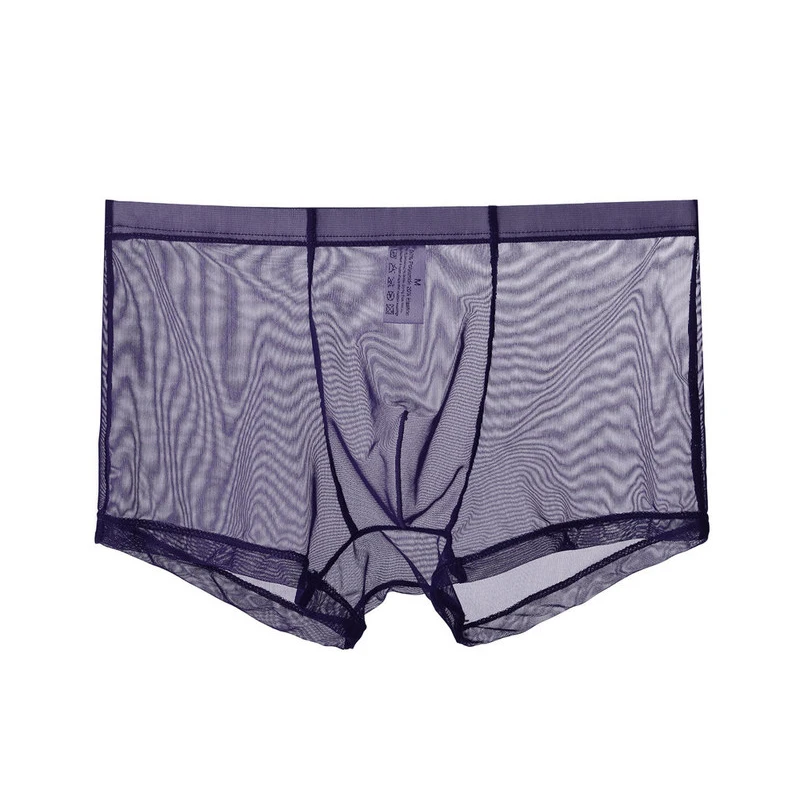 Men's Transparent Panties Underwear Thin Mid-waist Mesh Sexy Boxer Briefs Breathable Shorts Pants Solid Seamless Underpants