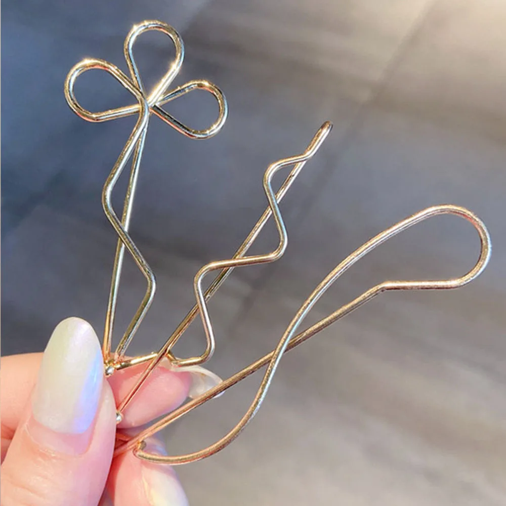 

2022 Fashion Wave Minimalist Metal Geometric Women Bangs Clip Gold Color Hairpin Clip Hair Accessories Girls Cute Hair Pins